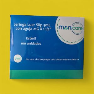 Jeringas de 3ml caja x 100. Luer slip con aguja de 21Gx 1 1/2