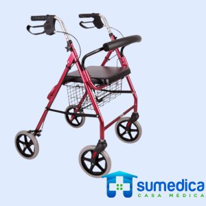 ANDADOR 4 RUEDAS CON ASIENTO Y CANASTO